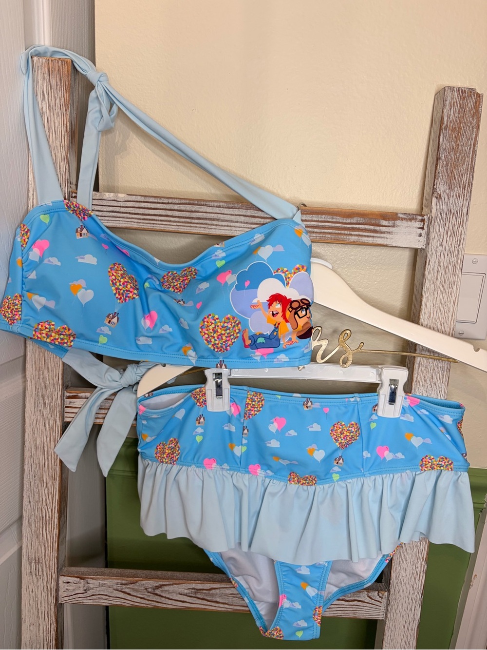 🎈Disney Pixar Up Carl & Ellie 2 Piece Swimsuit Junior XL NWT